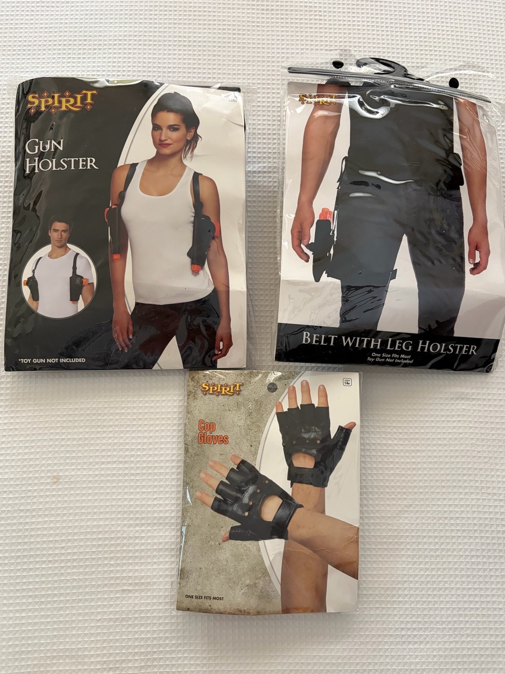 Spirit Black Costume Gun Holster, Leg Holster & Cop Gloves Set